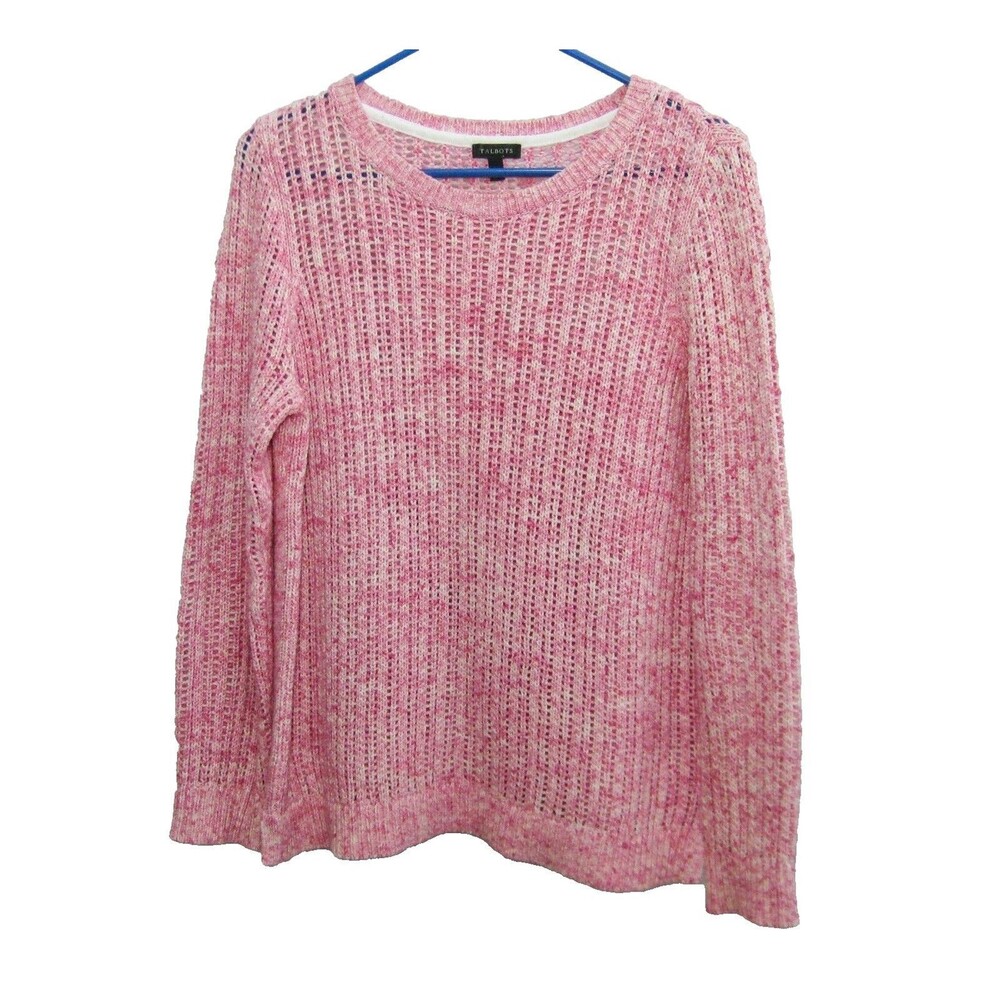 TALBOTS Women's (Size Medium) Red Long Sleeve Knit Sweater 100% Cotton Top